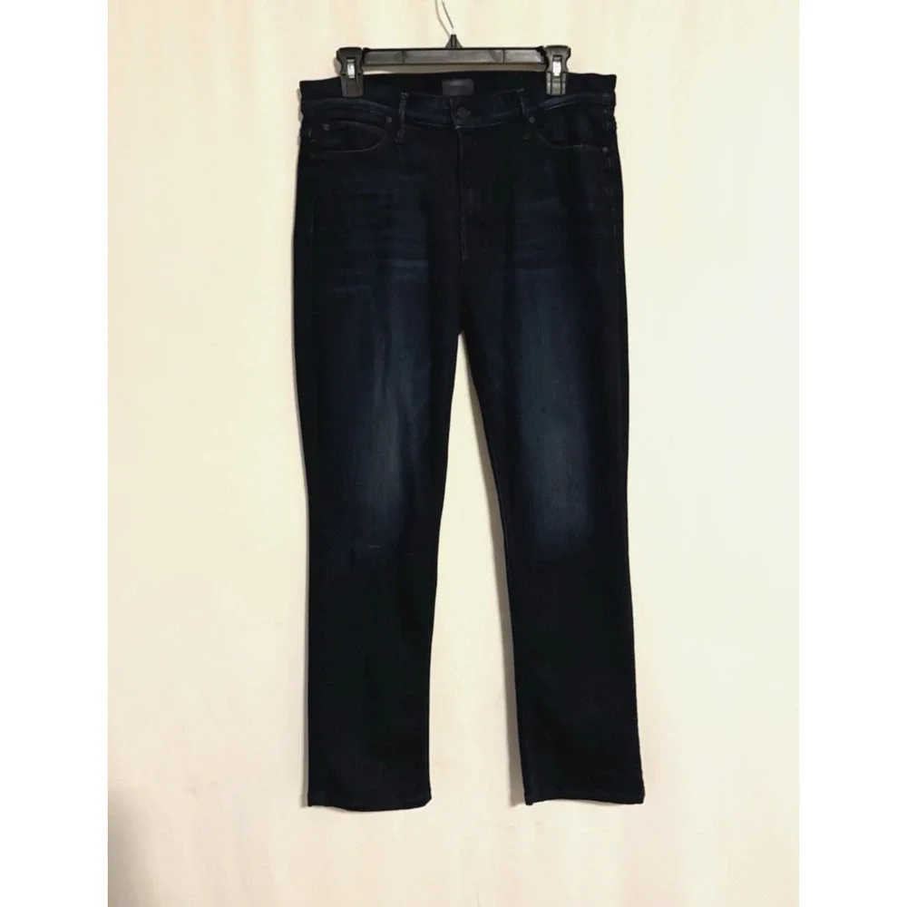 Mother Jeans 32 The Midsize Dazzler Ankle Dark Blue Stretch High Rise